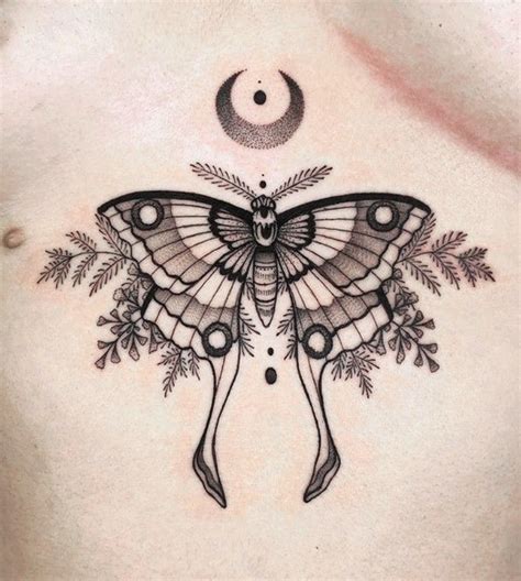 moth underboob tattoo|Sternum Tattoo: 30 Design Ideas to Try